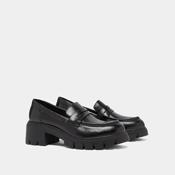 Jonak Heeled Loafers In Black Leather ARON