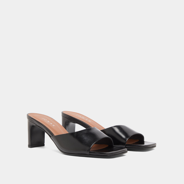 Jonak Heeled Mules In Black Leather DERIVE