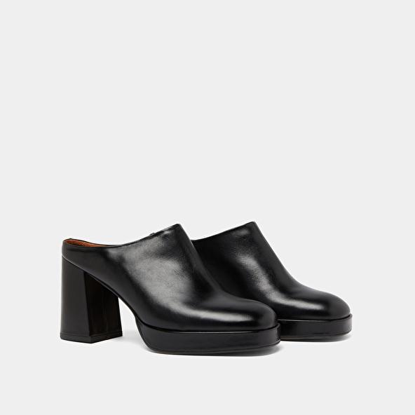Jonak Heeled Mules In Black Leather VOLCAN