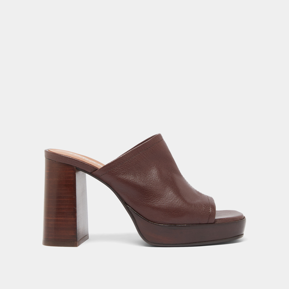 Jonak Heeled Mules In Brown Leather BAYA