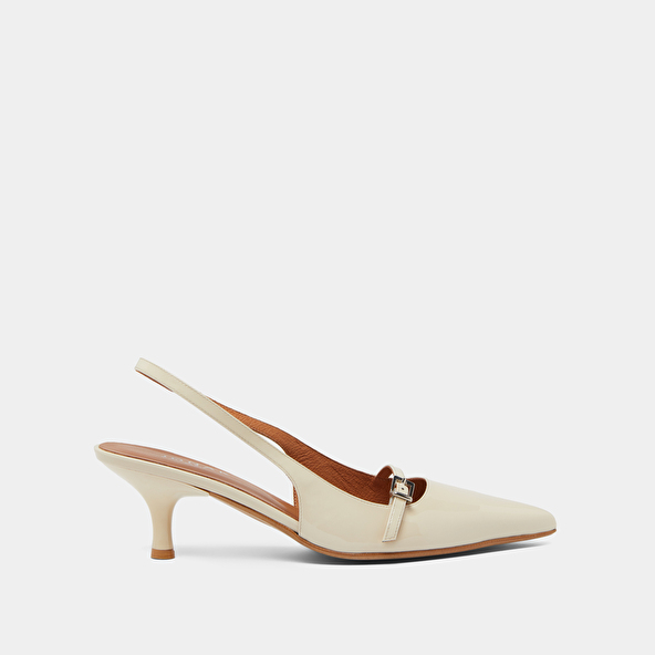 Jonak Heeled Pumps In Ecru Patent DAMOISELLE