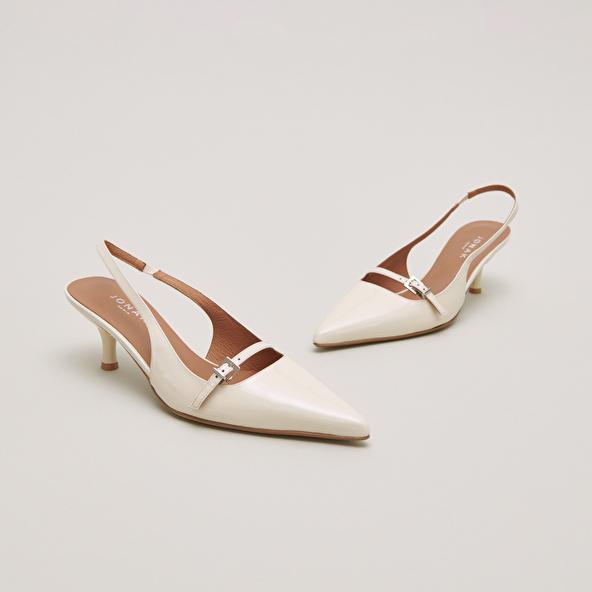 Jonak Heeled Pumps In Ecru Patent DAMOISELLE