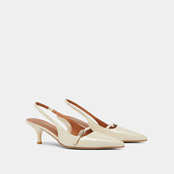 Jonak Heeled Pumps In Ecru Patent DAMOISELLE
