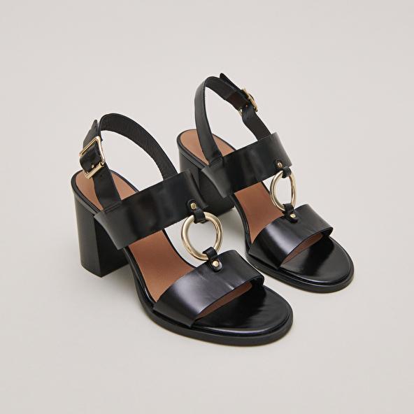 jonak Heeled sandals in black leather DORE