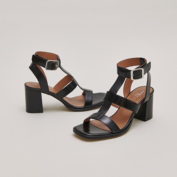 jonak Heeled sandals in black leather VILMA