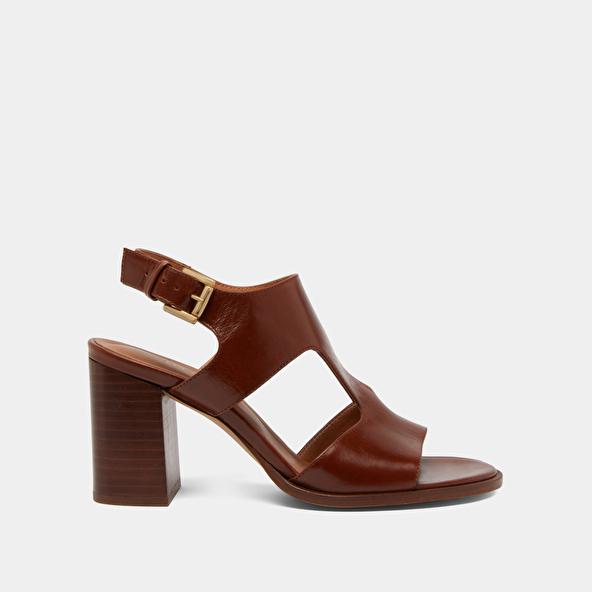 Jonak Heeled Sandals In Brown Leather DING