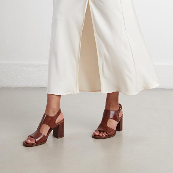 Jonak Heeled Sandals In Brown Leather DING