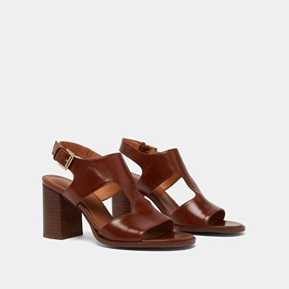 Jonak Heeled Sandals In Brown Leather DING