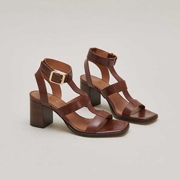 Jonak Heeled Sandals In Brown Leather VILMA