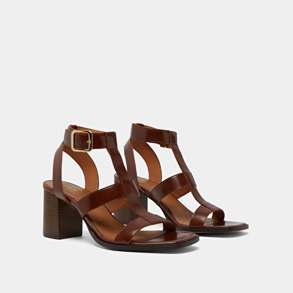 Jonak Heeled Sandals In Brown Leather VILMA