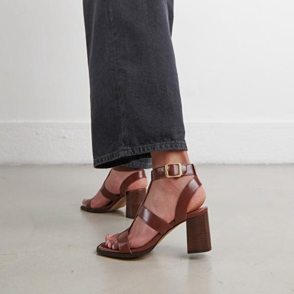 jonak Heeled sandals in brown leather VILMA