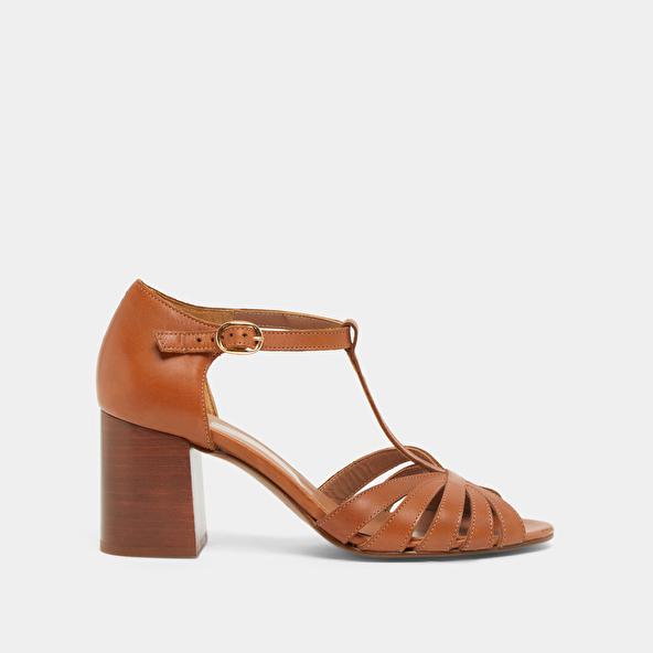 Jonak Heeled Sandals In Camel Leather DUSTIN