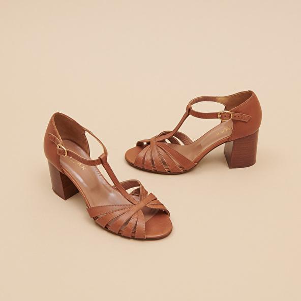 jonak Heeled sandals in camel leather DUSTIN