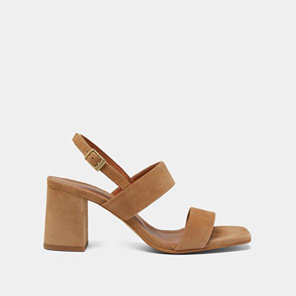 Jonak Heeled Sandals In Camel Velvet VICO
