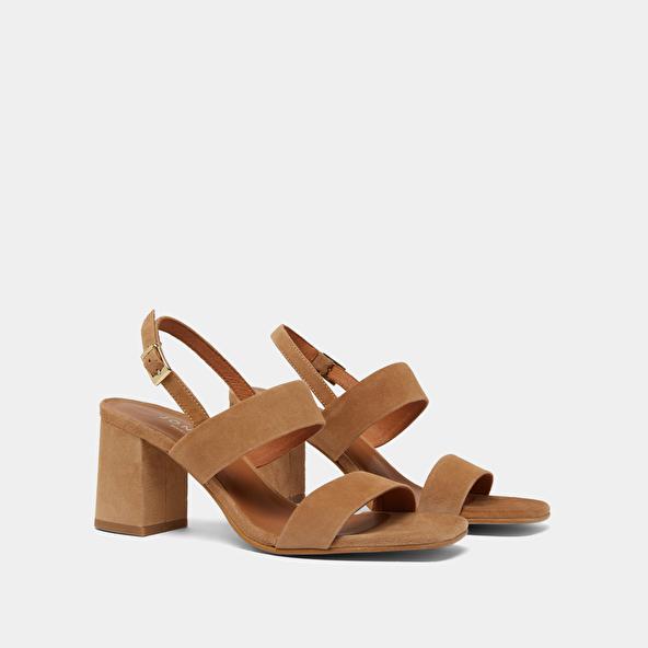 Jonak Heeled Sandals In Camel Velvet VICO