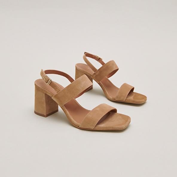 jonak Heeled sandals in camel velvet VICO