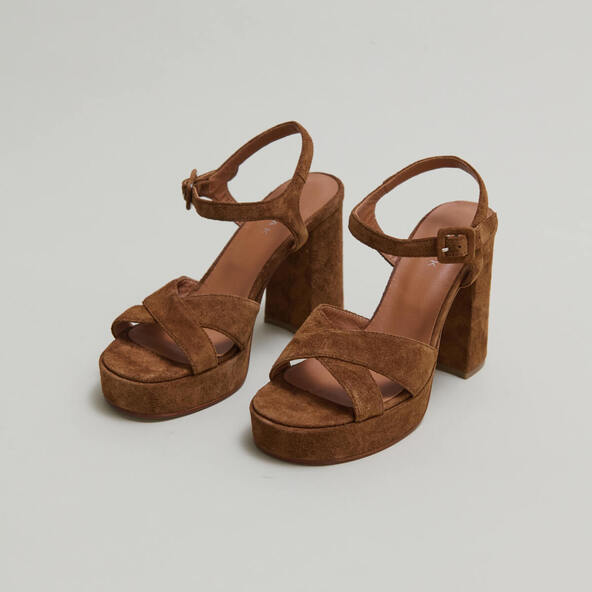 jonak Heeled sandals in cognac suede DELICIEUSE