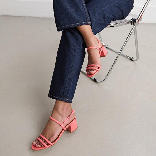 Jonak Heeled Sandals In Coral Patent ADAM