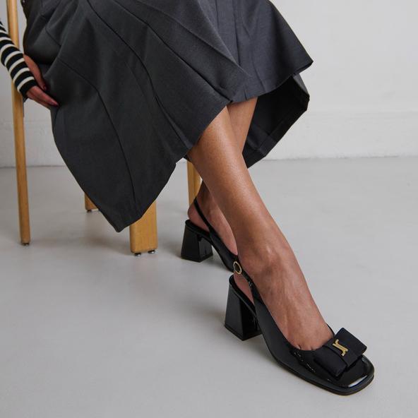 Jonak Heeled Slingbacks In Black Patent RELISE