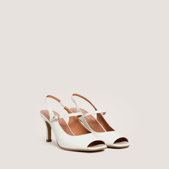 Jonak Heeled Slingbacks In Pearl Varnish DISCRET