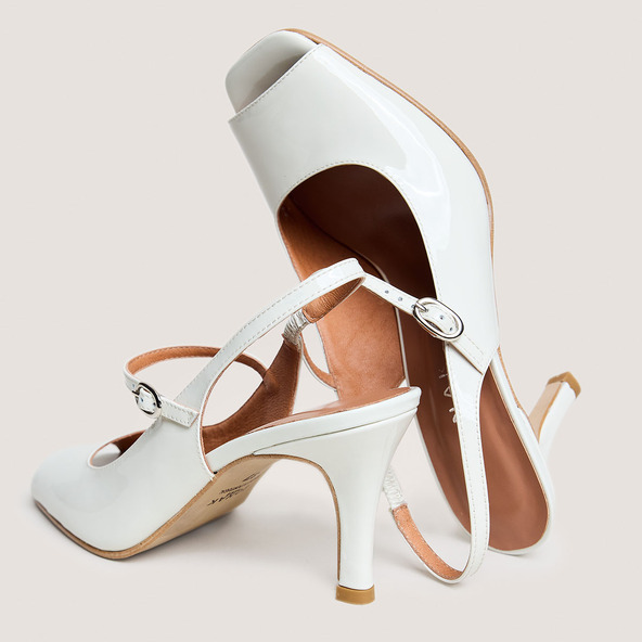 Jonak Heeled Slingbacks In Pearl Varnish DISCRET