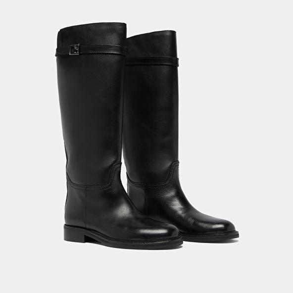 Jonak High Boots In Black Leather ROMANE