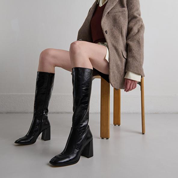 jonak High boots in black leather VAUBANE