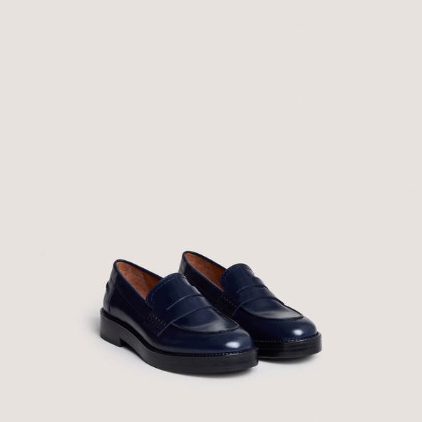 Jonak Loafers With Round Toe In Blue Leather MIRNA
