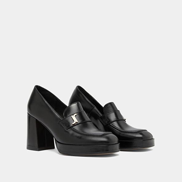 Jonak Monogrammed Loafers In Black Leather VIOLON