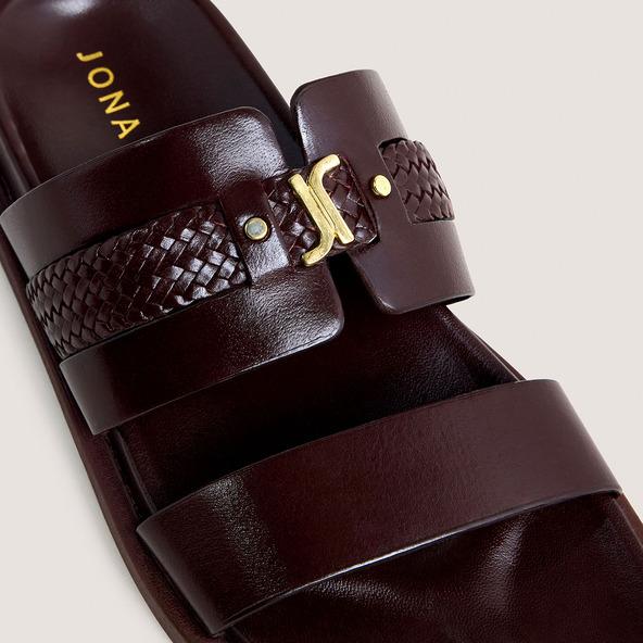 Jonak Monogrammed Mules In Dark Brown Leather WAC