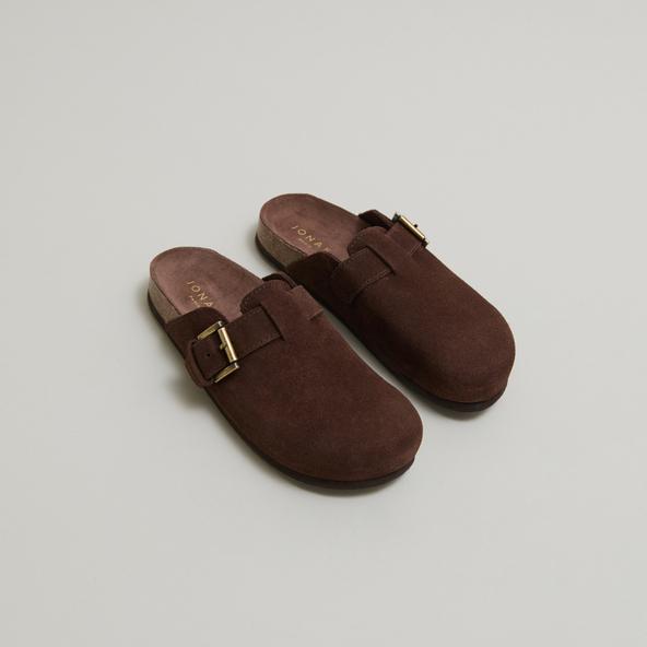 jonak Mules with buckles in brown crust MUNCH