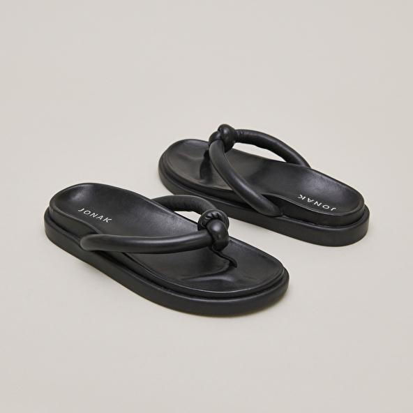 Jonak Mules With Straps In Black Leather WOODLAND