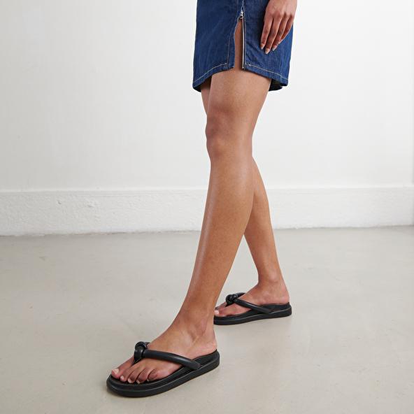 jonak Mules with straps in black leather WOODLAND