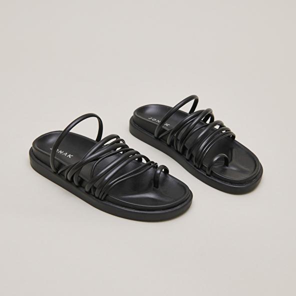 jonak Multi-strap sandals in black leather WALKMAN