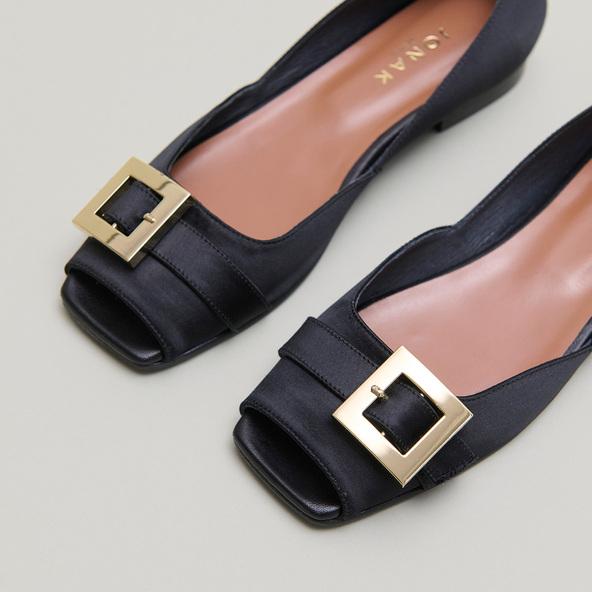 Jonak Open-toe Ballet Flats In Black Satin DURANCE
