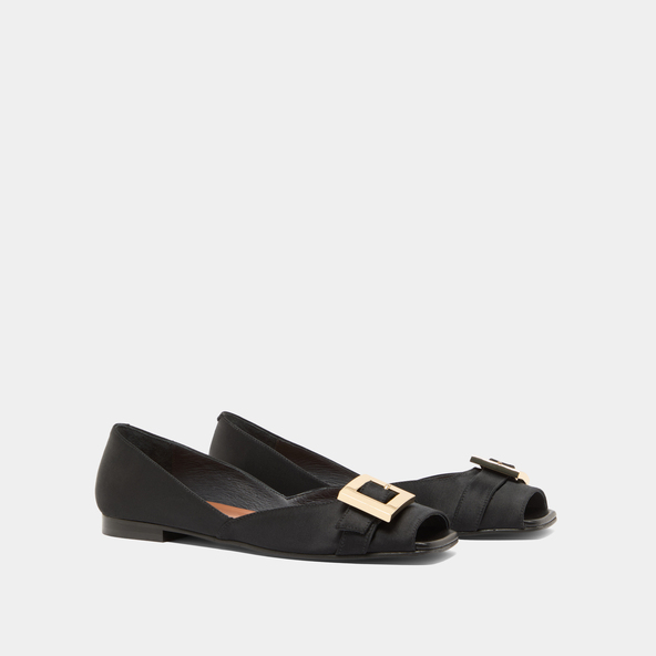 Jonak Open-toe Ballet Flats In Black Satin DURANCE