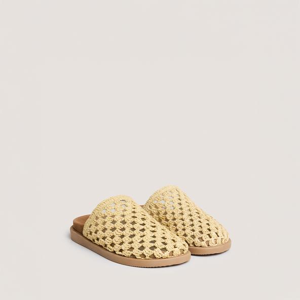 Jonak Openwork Mules In Beige Raffia WOLFANG