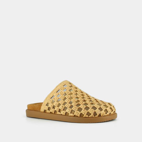 Jonak Openwork Mules In Beige Raffia WOLFANG