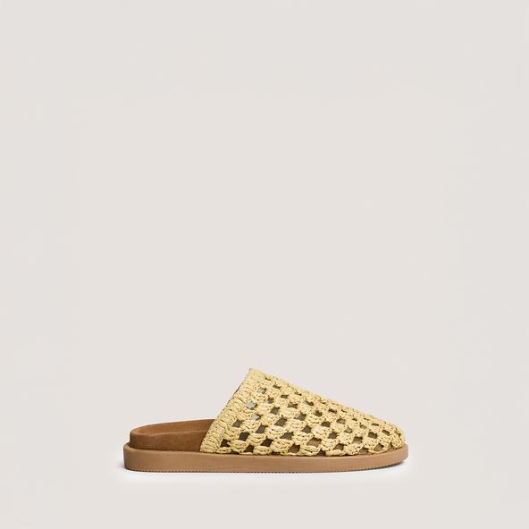 jonak Openwork mules in beige raffia WOLFANG