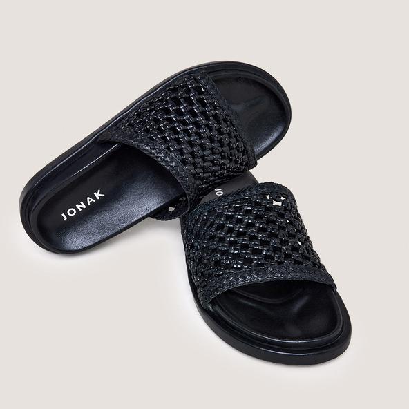 Jonak Openwork Mules In Black Leather WOZART