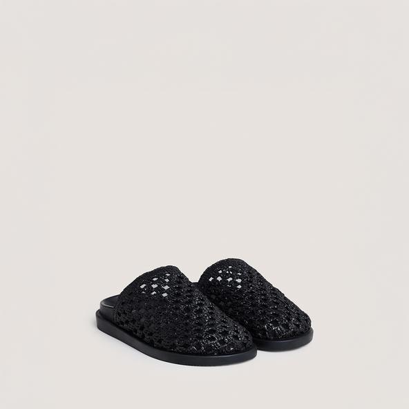 Jonak Openwork Mules In Black Raffia WOLFANG