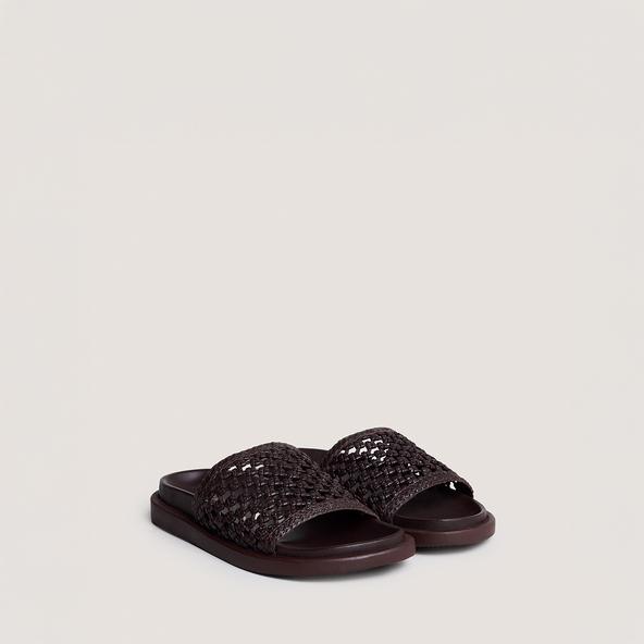 Jonak Openwork Mules In Dark Brown Leather WOZART