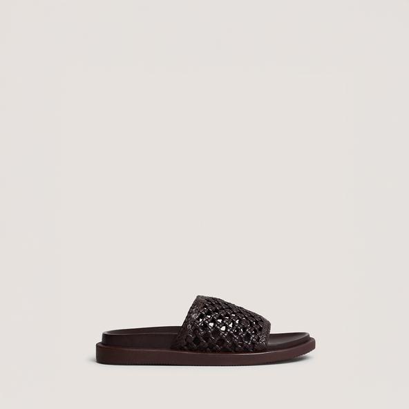 jonak Openwork mules in dark brown leather WOZART