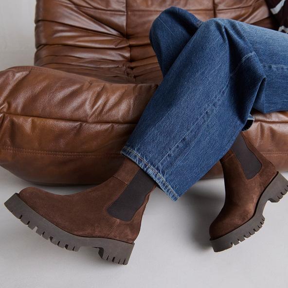 Jonak Platform Ankle Boots In Brown Suede RIDLE