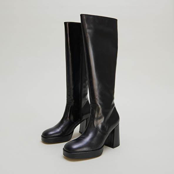 Jonak Platform Boots In Black Leather VENDOME