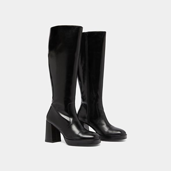 Jonak Platform Boots In Black Leather VENDOME