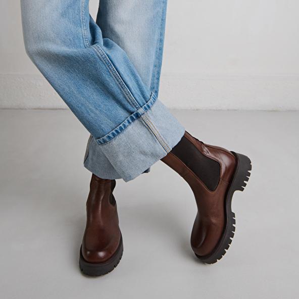 Jonak Platform Boots In Brown Leather RIDLE