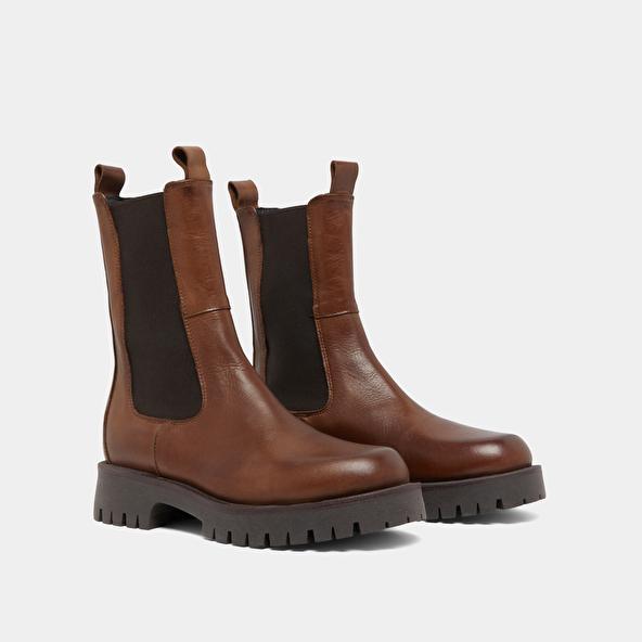 Jonak Platform Boots In Brown Leather RIDLE