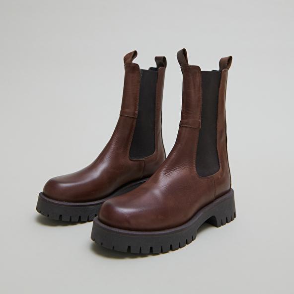 jonak Platform boots in brown leather RIDLE