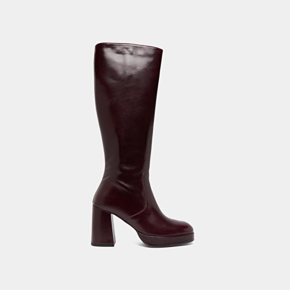 Jonak Platform Boots In Burgundy Leather VENDOME